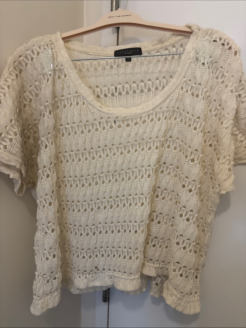 Sanctuary Cream Openwork Knit Tunic Top